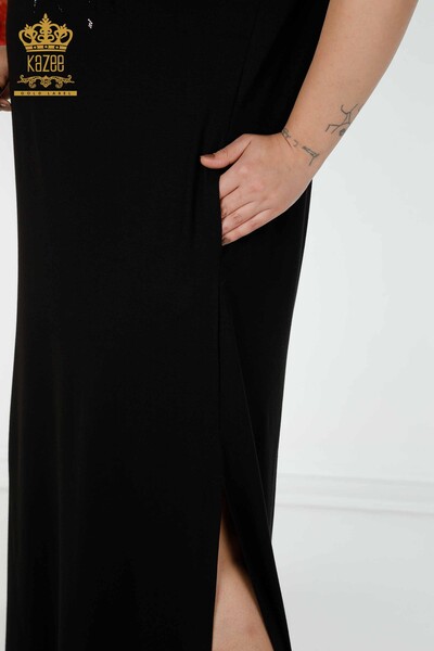 Wholesale Women's Dress Bird Pattern Black - 7735 | KAZEE - Thumbnail