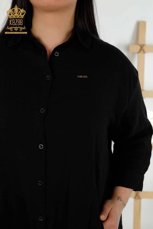 Wholesale Women's Dress - Button Detailed - Black - 20405 | KAZEE