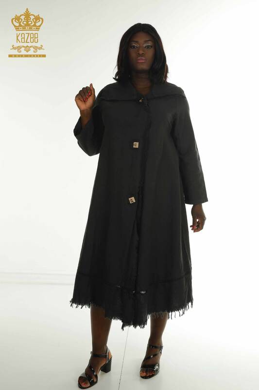 Wholesale Women's Dress Button Detailed Black - 2402-211606 | S&M