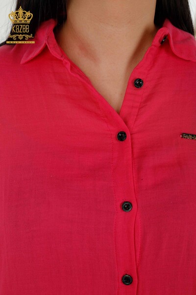 Wholesale Women's Dress - Button Detailed - Fuchsia - 20405 | KAZEE - Thumbnail