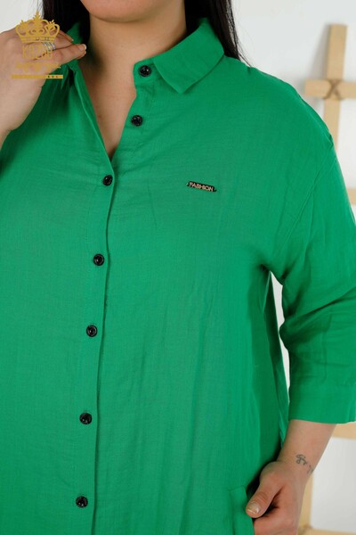 Wholesale Women's Dress - Button Detailed - Green - 20405 | KAZEE - Thumbnail (2)