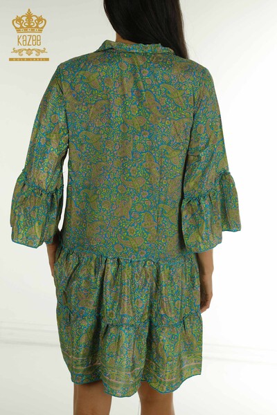 Wholesale Women's Dress Button Detailed Green - 2404-Style-32 | D - Thumbnail