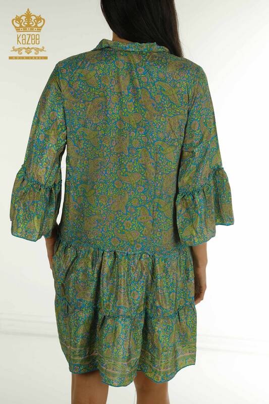 Wholesale Women's Dress Button Detailed Green - 2404-Style-32 | D