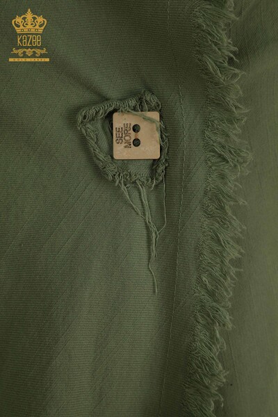 Wholesale Women's Dress Button Detailed Khaki - 2402-211606 | S&M - Thumbnail