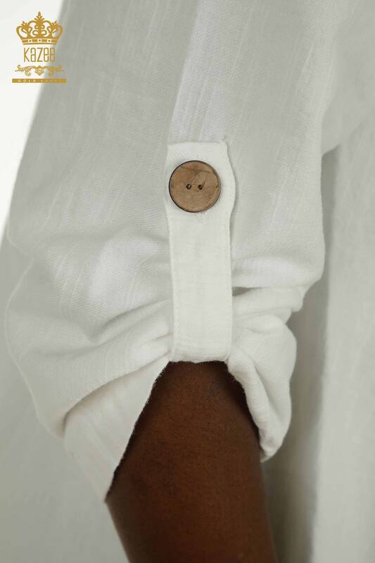 Wholesale Women's Dress Button Detailed White - 2402-211606 | S&M