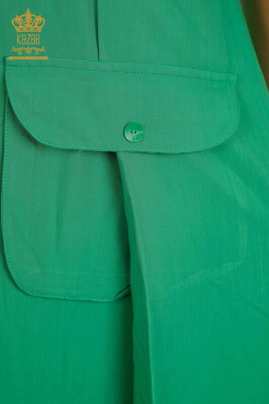Wholesale Women's Dress - Buttoned - Green - 2405-10139 | T
