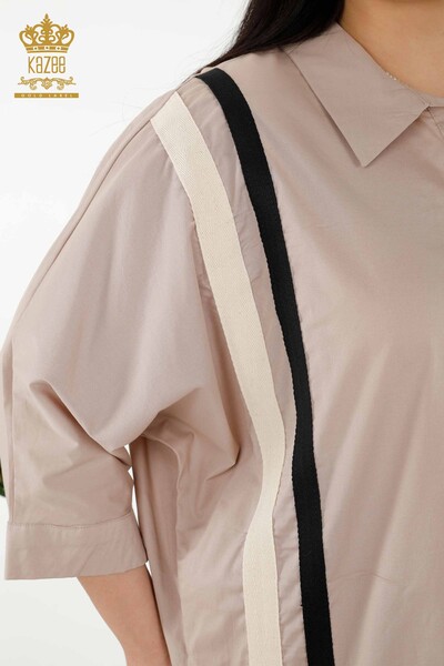 Wholesale Women's Dress - Color Striped - Beige - 20380 | KAZEE - Thumbnail