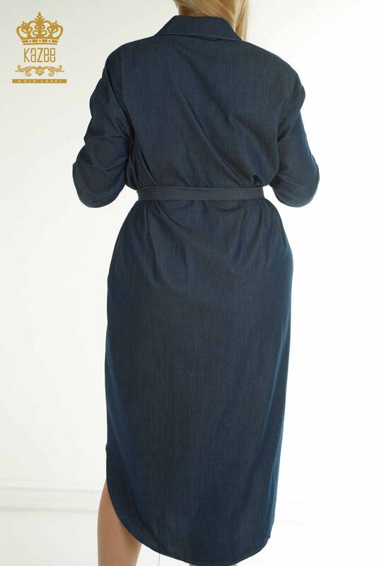 Wholesale Women's Dresses Floral Patterned Navy Blue - 2403-5053 | M&T