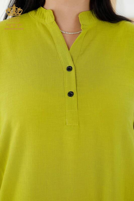 Wholesale Women's Dress - Half Button Detailed - Green - 20384 | KAZEE