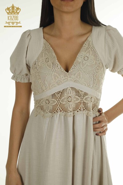 Wholesale Women's Dress Lace Detailed Beige - 2409-24043 | W - Thumbnail