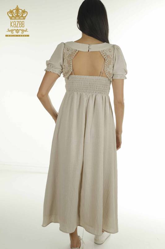 Wholesale Women's Dress Lace Detailed Beige - 2409-24043 | W