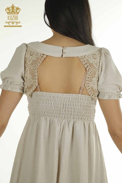 Wholesale Women's Dress Lace Detailed Beige - 2409-24043 | W - Thumbnail