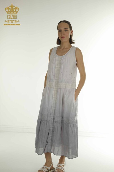 Kazee - Wholesale Women's Dress - Lace Detailed - Gray - 20305 | KAZEE