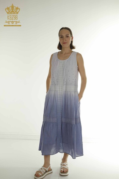 Kazee - Wholesale Women's Dress - Lace Detailed - Indigo - 20305 | KAZEE