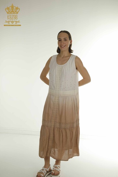 Kazee - Wholesale Women's Dress - Lace Detailed - Mink - 20305 | KAZEE