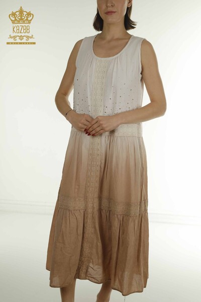 Wholesale Women's Dress - Lace Detailed - Mink - 20305 | KAZEE - Thumbnail (2)