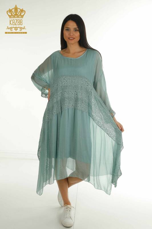 Wholesale Women's Dress - Lace Detailed - Mint - 2404-9796 | D