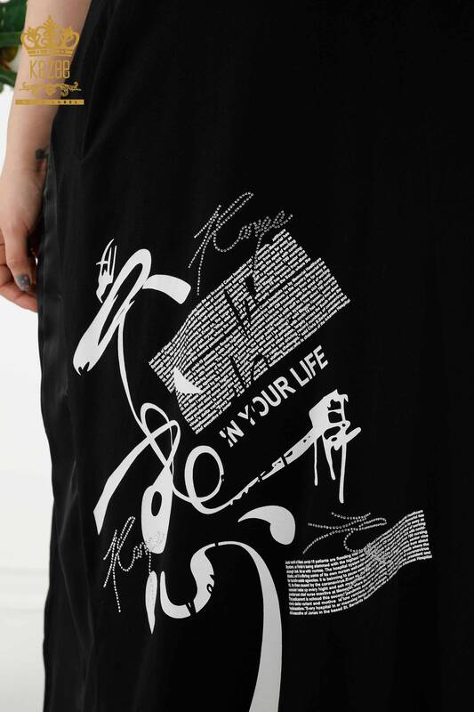 Wholesale Women's Dress - Leather Detailed Pocket - Black - 20366 | KAZEE