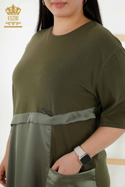 Wholesale Women's Dress Leather Detailed Pockets - Khaki - 20323 | KAZEE - Thumbnail
