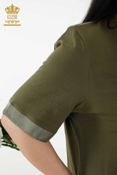 Wholesale Women's Dress Leather Detailed Pockets - Khaki - 20366 | KAZEE - Thumbnail