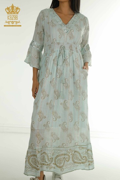 Wholesale Women's Dress Mixed Pattern Blue - 2404-1113 | D - Thumbnail