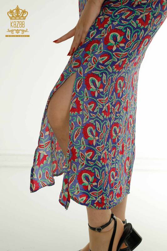 Wholesale Women's Dress Mixed Pattern Blue - 2404-Style-16 | D