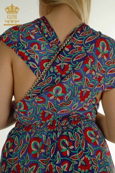 Wholesale Women's Dress Mixed Pattern Blue - 2404-Style-16 | D - Thumbnail