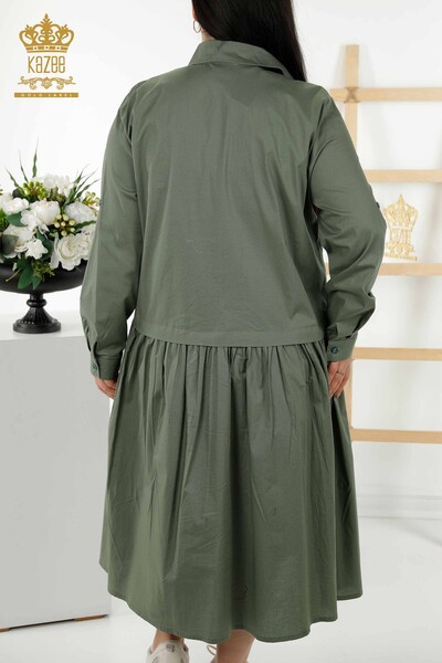 Wholesale Women's Dress Patterned Button Detailed Khaki - 20324 | KAZEE - Thumbnail