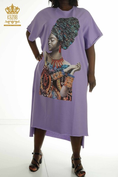 S&M - Wholesale Women's Dress Pocket Detailed Lilac - 2402-231039 | S&M
