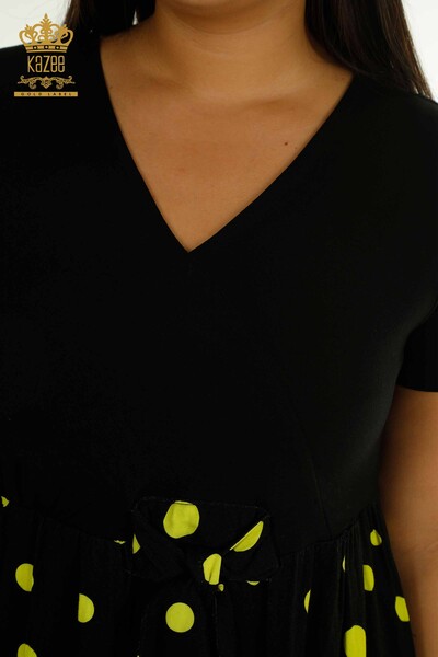 Wholesale Women's Dress - Polka Dot - Black Yellow - 2405-10144 | T - Thumbnail (2)