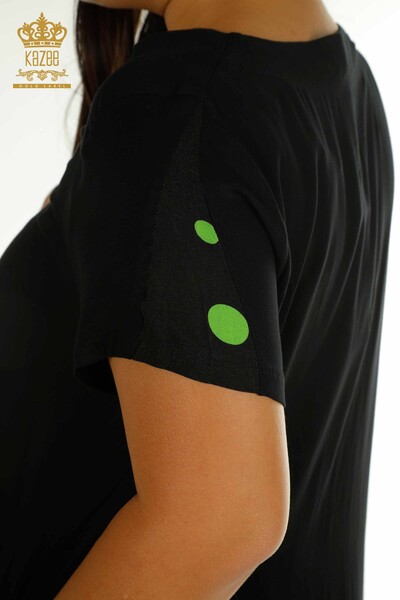 Wholesale Women's Dress Short Sleeve Black Green - 2405-10143 | T - Thumbnail