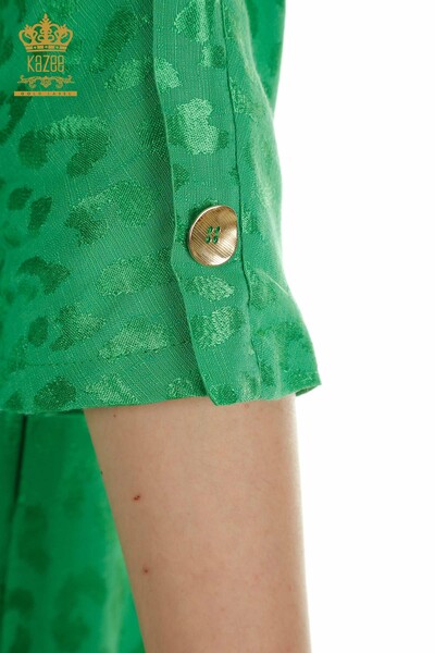 Wholesale Women's Dress with Sleeve Button Detail Green - 2403-5050 | M&T - Thumbnail