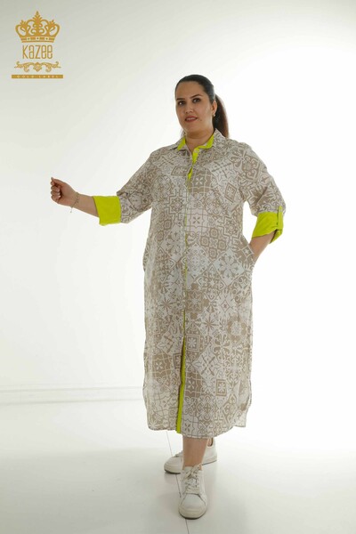 Wholesale Women's Dress with Sleeve Detail Beige - 2402-211665 | S&M - Thumbnail
