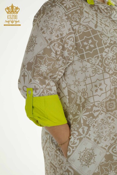 Wholesale Women's Dress with Sleeve Detail Beige - 2402-211665 | S&M - Thumbnail