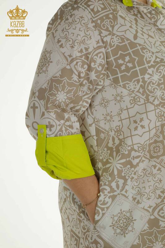 Wholesale Women's Dress with Sleeve Detail Beige - 2402-211665 | S&M