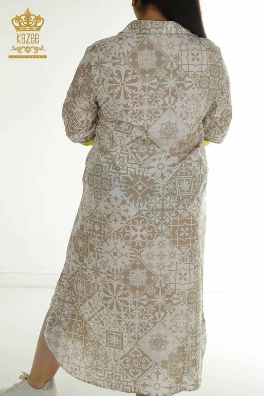 Wholesale Women's Dress with Sleeve Detail Beige - 2402-211665 | S&M
