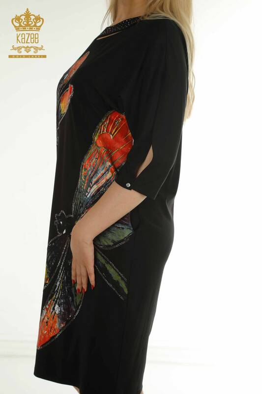Wholesale Women's Dress Black with Sleeve Detail - 2403-5045 | M&T