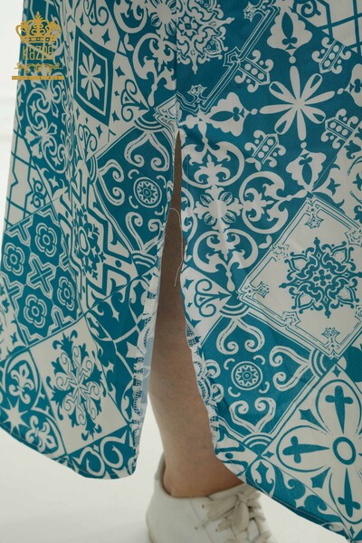 Wholesale Women's Dress with Sleeve Detail Blue - 2402-211665 | S&M - Thumbnail