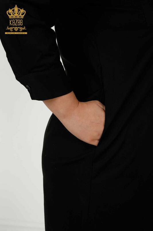 Wholesale Women's Dress - Stone Embroidered - Black - 20262 | KAZEE