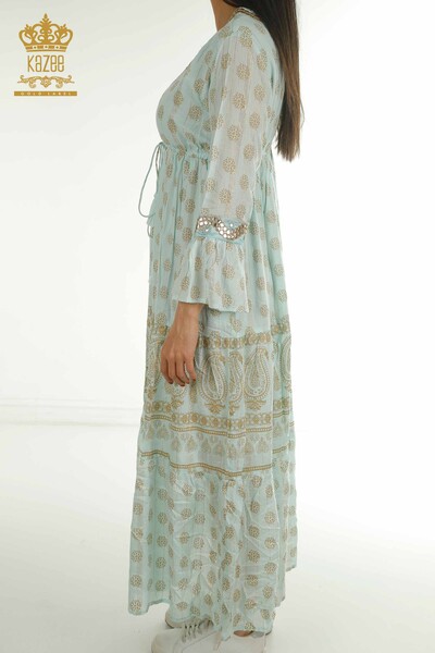 Wholesale Women's Dress Stone Embroidered Blue - 2404-1111 | D - Thumbnail