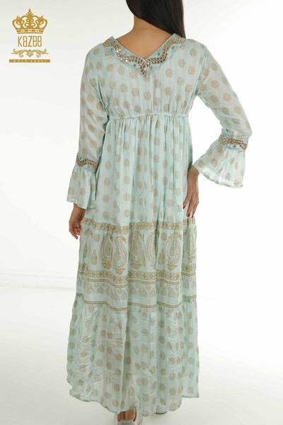 Wholesale Women's Dress Stone Embroidered Blue - 2404-1111 | D - Thumbnail