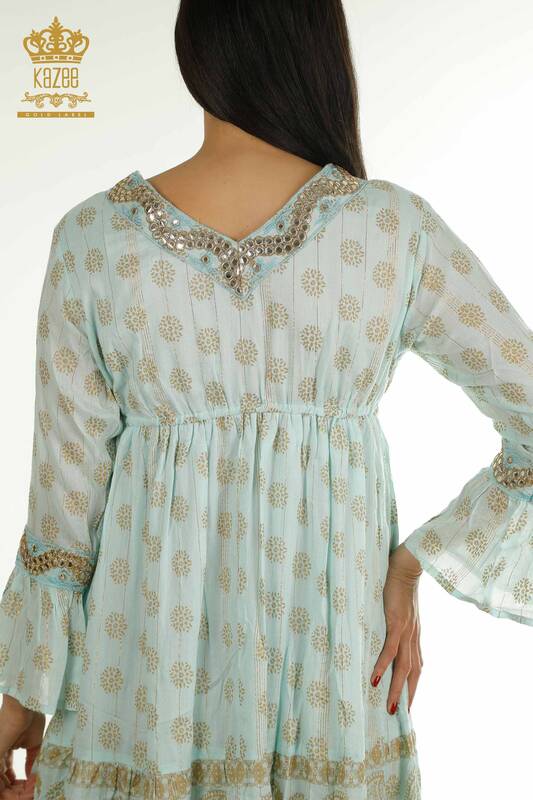 Wholesale Women's Dress Stone Embroidered Blue - 2404-1111 | D