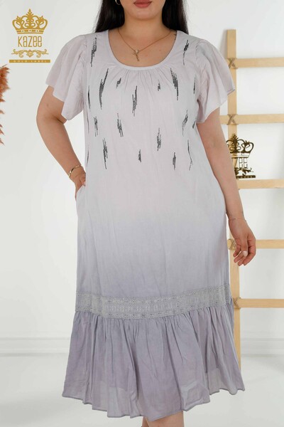 Wholesale Women's Dress Stone Embroidered Gray - 2281 | KAZEE - Thumbnail (2)