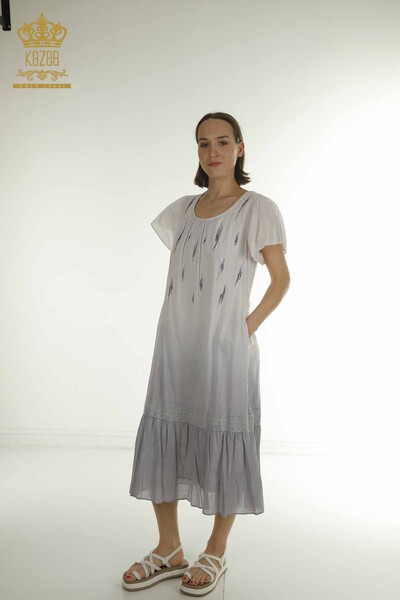 Kazee - Wholesale Women's Dress Stone Embroidered Gray - 2281 | KAZEE