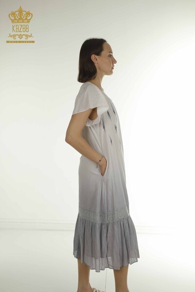 Kazee - Wholesale Women's Dress Stone Embroidered Gray - 2281 | KAZEE (1)