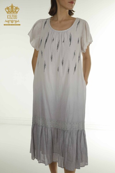Wholesale Women's Dress Stone Embroidered Gray - 2281 | KAZEE - Thumbnail (2)