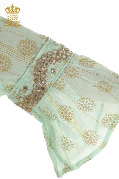 Wholesale Women's Dress Stone Embroidered Mint - 2404-1111 | D - Thumbnail