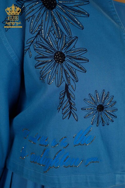 Wholesale Women's Dress Suit Stone Embroidered Blue - 2405-10136 | T - Thumbnail
