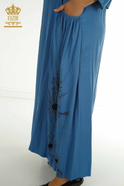 Wholesale Women's Dress Suit Stone Embroidered Blue - 2405-10136 | T - Thumbnail