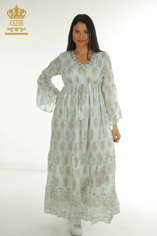 Wholesale Women's Dress Tassel Detailed Blue - 2402-1112 | S&M
